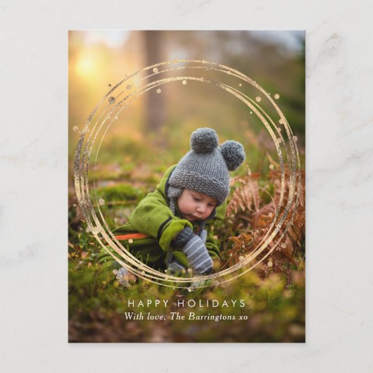 Modern Gouden krans familiekaart briefkaart (Voorkant)