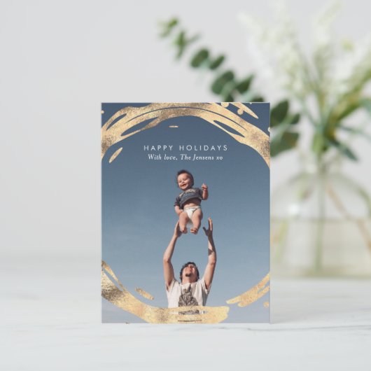 Modern Gouden krans familiekaart briefkaart (Staand voorkant)
