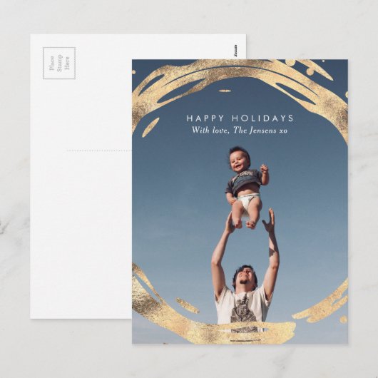 Modern Gouden krans familiekaart briefkaart (Voorkant / Achterkant)