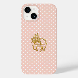 Modern gouden monogram alfabet letter A polka punt Case-Mate iPhone 14 Hoesje