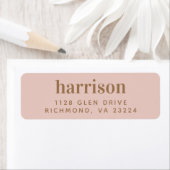 Modern gouden monogram Blush roze retouradres Etiket (Insitu)