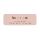 Modern gouden monogram Blush roze retouradres Etiket (Voorkant)