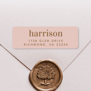 Modern gouden monogram Blush roze retouradres Etiket