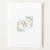 Modern Gouden Monogram Groene Bladeren 2023 Planner (Achterkant)