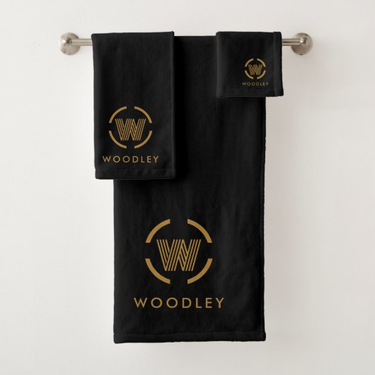 Modern Gouden Monogram Logo Bad Handdoek (Insitu)