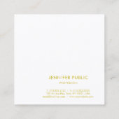 Modern Gouden Naam Tekst Sjabloon Elegant Golden Vierkante Visitekaartje (Achterkant)