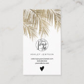 Modern gouden palmblad cool logo orde dank u visitekaartje (Achterkant)