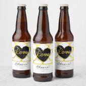 Modern gouden patroon met een hart bier etiket (Flessen)