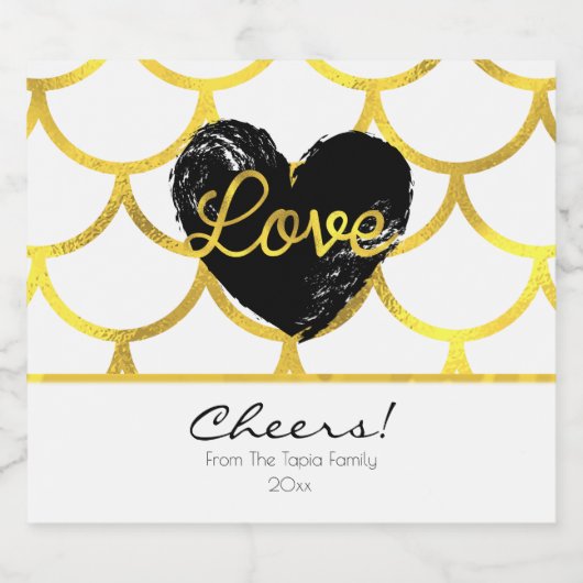 Modern gouden patroon met een hart bier etiket (Enkel label)