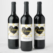 Modern gouden patroon met een hart wijn etiket (Flessen)