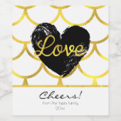 Modern gouden patroon met een hart wijn etiket (Enkel label)