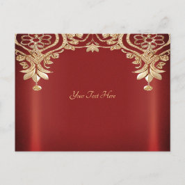 Modern Gouden Rode Bloemen Briefkaart