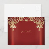 Modern Gouden Rode Bloemen Briefkaart (Voorkant / Achterkant)