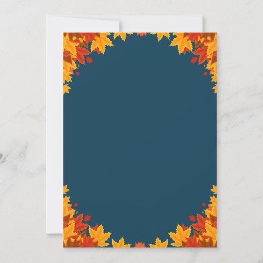 Modern gouden script blauw Thanksgiving diner Kaart (Achterkant)