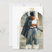 Modern Gouden Script Foto 2024 Minimal Afstudeerde Kaart (Voorkant)