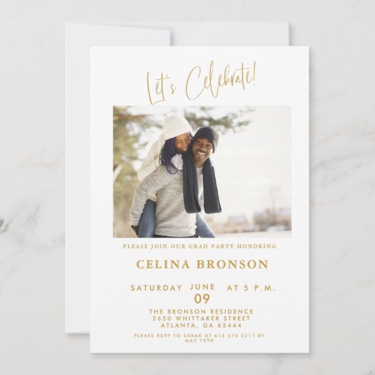 Modern Gouden Script Foto 2024 Minimal Afstudeerde Kaart (Achterkant)