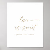 Modern gouden script love is sweet trouwbord poster (Voorkant)