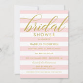 Modern Gouden Script Roze Strepen Vrijgezellenfees Kaart (Voorkant)