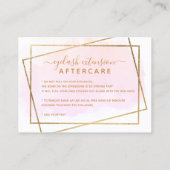 Modern gouden script roze wimper nazorg visitekaartje (Achterkant)