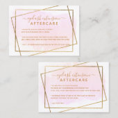 Modern gouden script roze wimper nazorg visitekaartje (Voorkant / Achterkant)