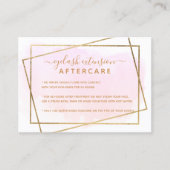 Modern gouden script roze wimper nazorg visitekaartje (Voorkant)