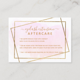 Modern gouden script roze wimper nazorg visitekaartje