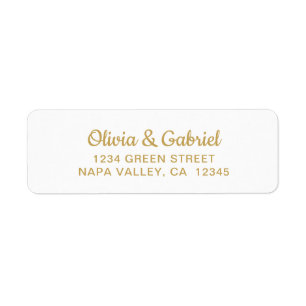 Modern gouden script. White Wedding Return-adres Etiket