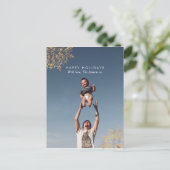 Modern Gouden sneeuwvlok familiekaart briefkaart (Staand voorkant)