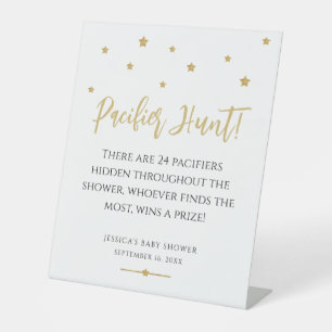 Modern Gouden Sterren Baby Shower Fopspenen Jacht  Reclamebord Met Voetstuk