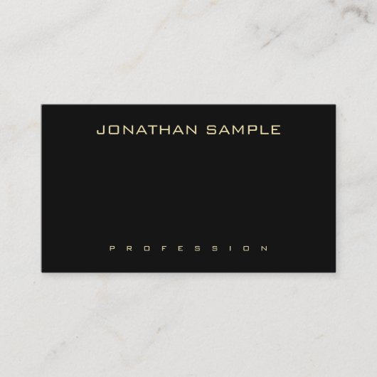 Modern Gouden Tekst Professioneel Elegant Zwart Ee Visitekaartje (Voorkant)