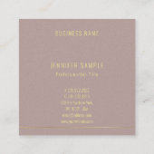 Modern Gouden Tekst Sjabloon Professioneel Elegant Vierkante Visitekaartje (Achterkant)