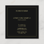 Modern Gouden Tekstnaam Elegante Zwarte Sjabloon Vierkante Visitekaartje (Achterkant)