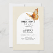 Modern Gouden Vlinder Meisje Verjaardagsfeest Kaart (Voorkant)