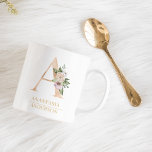 Modern Gouden Waterverf Bloemenletter A | Monogram Koffiemok<br><div class="desc">Modern Gouden Waterverf Bloemenletter A | Monogram</div>