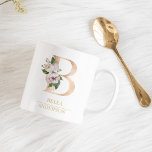 Modern Gouden Waterverf Bloemenletter B | Monogram Koffiemok<br><div class="desc">Modern Gouden Waterverf Bloemenletter B | Monogram</div>