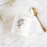 Modern Gouden Waterverf Bloemenletter F | Monogram Koffiemok<br><div class="desc">Modern Gouden Waterverf Bloemenletter F | Monogram</div>