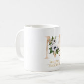 Modern Gouden Waterverf Bloemenletter M | Monogram Koffiemok (Voorkant links)