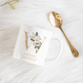 Modern Gouden Waterverf Bloemletter W | Monogram Koffiemok