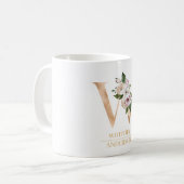 Modern Gouden Waterverf Bloemletter W | Monogram Koffiemok (Voorkant links)