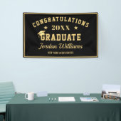 Modern Gouden Zwart 2024 Graduation Party Spandoek (Beurs)