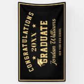 Modern Gouden Zwart 2024 Graduation Party Spandoek (Verticaal)