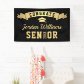 Modern Gouden Zwart Graduation Party 2024 Spandoek (Insitu)