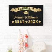 Modern Gouden Zwart Graduation Party 2024 Spandoek (Insitu)