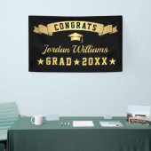 Modern Gouden Zwart Graduation Party 2024 Spandoek (Beurs)