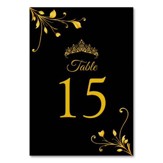 Modern Gouden Zwart Minimalistisch Tafelnummer (Achterkant)
