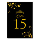 Modern Gouden Zwart Minimalistisch Tafelnummer (Voorkant)