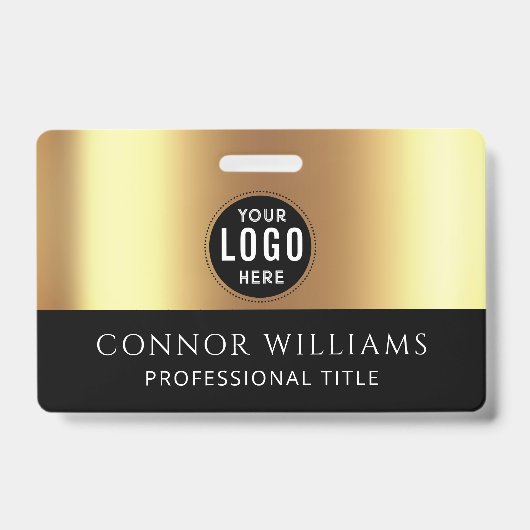 Modern Gouden Zwarte Logo Personeels-ID Badge (Voorzijde)