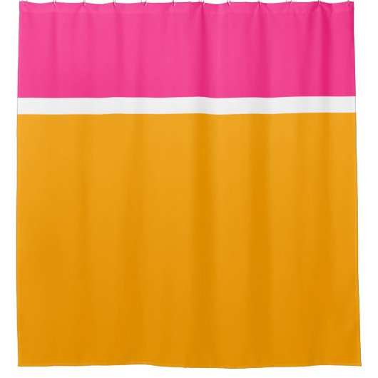Modern goudgeel Snoep roze wit kleurenblok Douchegordijn (Voorkant)