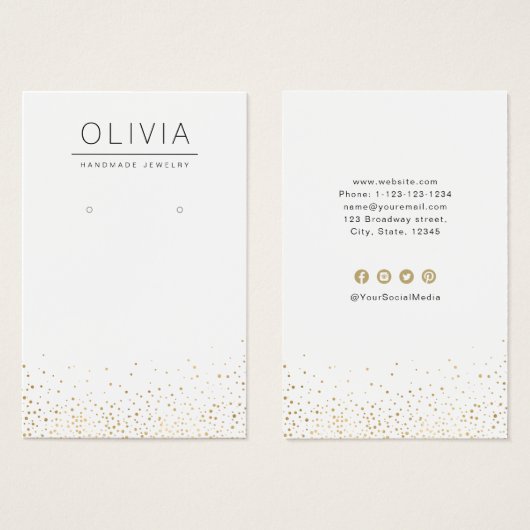 Modern goudglitter, aangepast juwelenaarscherm visitekaartje (Voorkant /achterkant)