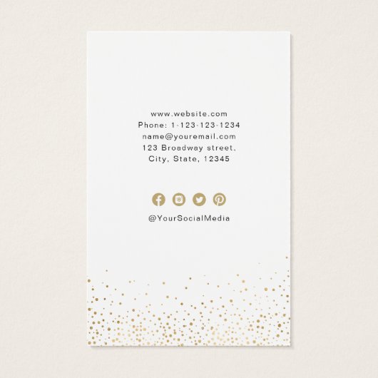 Modern goudglitter, aangepast juwelenaarscherm visitekaartje (Achterkant)